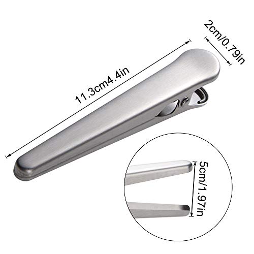 8 Packs Stainless Steel Chip bag Clips, DanziX 4.45Inch Length Jaw Sealing Clip for Reusable Storage Box/Food/Bread/Coffee Bags, Kitchen and Office Usage