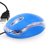 Daffodil WMS106B Wired Optical Mouse - 3 Button PC Mouse with Scroll Wheel and Internal LED Light - For Laptop/Netbook/Desktop Computers - Supported by: Windows (7/10) and Apple MAC OS(Blue)
