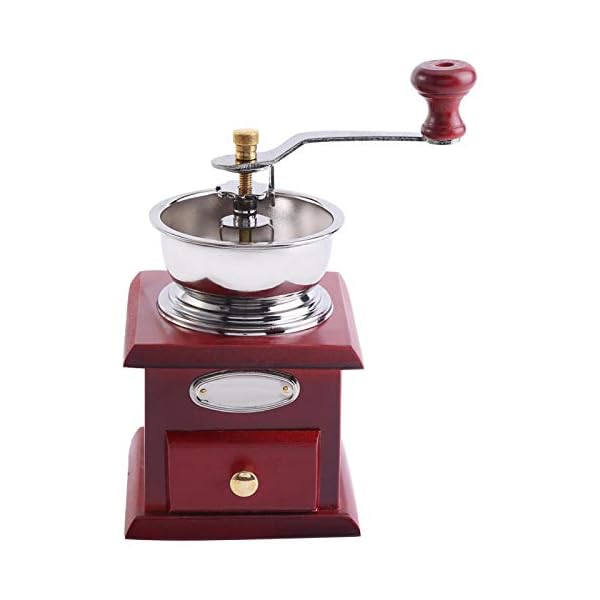 Retro manuelle Kaffeemühle, EVTSCAN Antike hölzerne Handkurbel-Kaffeemühle mit Mahlstufe und Auffangschublade, tragbare…