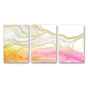 3 Panel Canvas Wall Art Abstract Color Pictures Home Wall Decorations for Bedroom Living Room Paintings Canvas Prints Framed - 16"x24" x 3 Panels