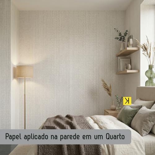 Papel De Parede Linho Branco Texturizado Adesivo 45cm x 5m