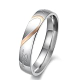 Stainless Steel Ring Love Half Heart Golden Size 7 Width 4mm GJ28A4BG