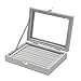 Jocestyle Velvet Glass Earrings Ear Studs Display Box Jewelry Holder Storage Organizer Case (Grey)