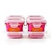 OXO Tot Glass Baby Blocks Food Storage Containers with Silicone Sleeves, Pink, 4 oz