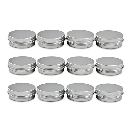 CTKcom 1/2-Ounce Metal Steel Tins Screw Top Flat Aluminum Silver Slide Round Tin Containers,1/2-Ounce, For Lip Balm,Crafts,Cosmetic,Candles,Travel Storage Kit (Pack of 20)