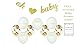 Baby Shower Decorations ALL INCLUSIVE SET Gender Neutral OH BABY Banner | BABY SHOWER GAMES | 9PC Balloons (Glitter Gold Confetti, White) ALL EVERYTHING SET Pregnancy Announcement Gender Reveal Party