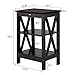 VECELO Sofa Side/End Storage Shelf X-Design Versatile Nightstands Lamp Table Living Room Bedroom Furniture,Easy Assembly, Black