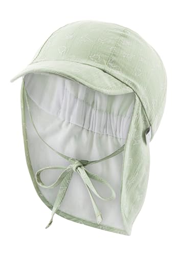 Sterntaler Casquette pour garçon avec Protection de la Nuque imprimée avec Chapeau de Soleil Dinosaure, Vert givré, 43