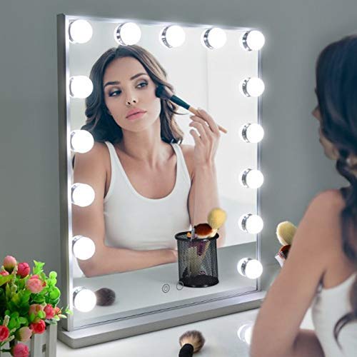 Nitin Hollywood Vanity Mirror with Lights, Dimmable Tabletop/Wall