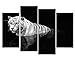 Wieco Art - Tiger in the Water 4 Piece Black and White Giclee Canvas Prints Wall Art Modern Stretched and Framed Grace Animals Pictures Photo Paintings Artwork for Living Room Bedroom Home Decorations