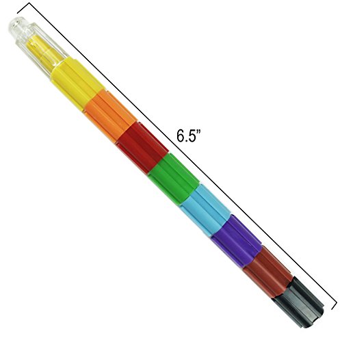 Huji Stacking Buildable 8 Colors Crayons Set Lego Style Crayons, Connect Stack and Build Crayons Sideways and Up, Favorite Toys Kids Party Favors Safe Non-Toxic, Easy to Hold (Building-Blocks, 12) - Thumbnail 7