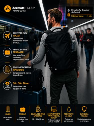+ Zermatt – HØRN Travel Backpack Cabin with Vacuum Bag 55 x 30 x 20 – 50 x 30 x 20 – Portable Backpack 15 – 17 Inches Telework Carry-on Airplane Ryanair, Carry On Men Women Oxford 35L