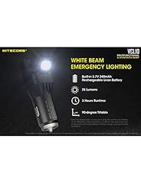 Nitecore VCL10 QuickCharge 3.0 USB Vehicle Multiherramienta con Blanco, Linterna Roja, Desviador de Ventana, y Cable de Carga Micro USB