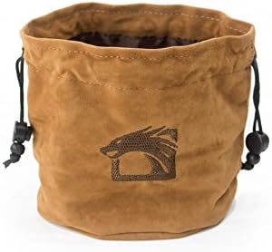 Dragons Play Brown Dice Bag - Perfect Gift For Gamers | 3 Interior Pockets | Large, Double Lined, Freestanding Dice Bag with Embroidered Dragon - Holds Over 100 Dice