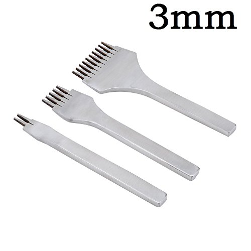 AiskaerStainless Steel Flat Chisel Leather Craft Tools Hole Punch Tool Kit (3mm)