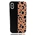 HUIYCUU Case Compatible with iPhone X for iPhone Xs Case, Brown Design Slim Fit Soft TPU Leopard Print Pattern Shockproof Thin Protective Girl Women Floral Bumper Back Cover,Black