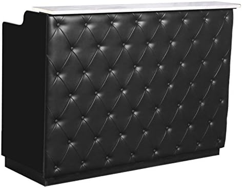 Elizabeth Tufted Padded Salon Reception Desk - Black/Black/White Marble