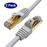Tera Grand - 3FT - 2 Pack - Premium CAT7 Double Shielded 10 Gigabit 600MHz Ethernet Patch Cable for Modem Router LAN Network, Gold Plated Shielded RJ45 Connectors, Faster Than CAT6a CAT6 CAT5e, White