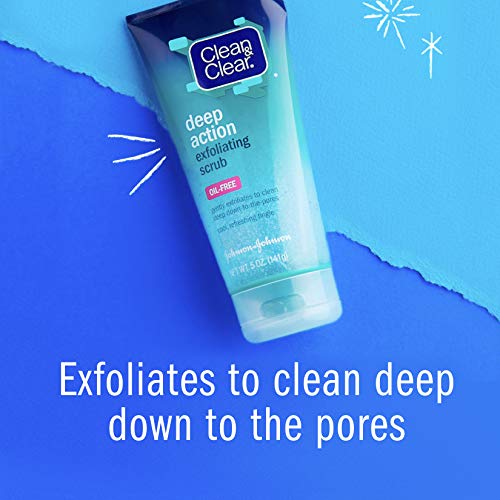 Clean & Clear OilFree Deep Action Exfoliating Facial Scrub, Cooling Daily Face Wash With