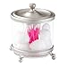 InterDesign York Lyra Vanity Cotton Swab Holder Canister, Satin/Clear