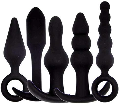 Lifelike Silicone Beginner Starter Set for Men Women Á&-n-àles Trainer Kits 5pcs Black - Only Sold by Jerlay