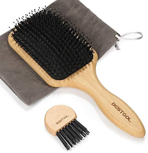 BESTOOL Hair Brush, Pig Hair, Comb, Wooden Paddle Brush, Men’s, Women’s, Children’s Hair Care, High Com, Scalp Massage, Sarasara Glossy Hair