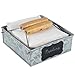 LifeSmart Wood USA Metal Napkin Holder-Galvanized Steel-Perfect Wooden Handles-Ideal for Indoor or Outdoor Use-Bonus Chalkboard L, one size, Silver