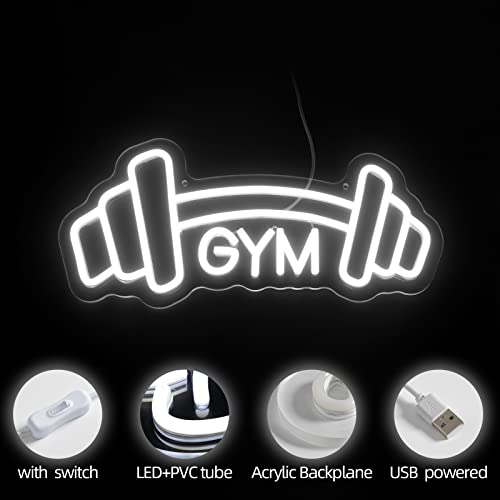 Barbell Neon Sign Gym Dumbbell Neon Light White Sports Shape Neon Light