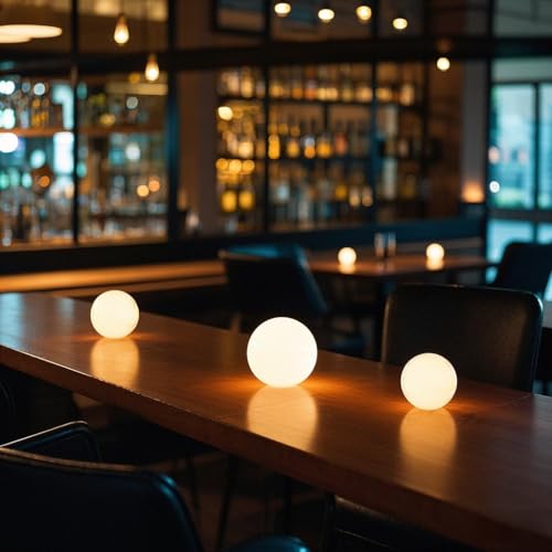 LED Ball Light, 6-inch Glowing Orb Light, Rechargeable Globe Lamp, Dimmable Mood Lights W/Remote, Waterproof Ambient Lighting Lamp for Desk Bedroom Bathroom Patio