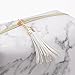 Joyful High Capacity Marble Pattern Cosmetic Bag Makeup Brushes Kit Bag Handbag Toiletry Case Gold Zipper Bag With Beauty Tassels (Large:7.1 x 5.1 x 2.7 inch)