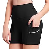 ODODOS Dual Pocket High Waist Workout Shorts,Tummy Control Yoga Gym Running Shorts,Non See-Through Yoga Shorts