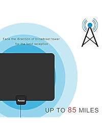 Antena amplificada HDTV de 50 100 millas, compatible con 4K 1080p Negro