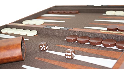 Top Backgammon Set - Classic Board Game Case - Best Strategy & Tip Guide - Available in Small, Medium and Large Sizes By Get the Games Out (Brown, Medium)