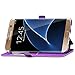 S7 Edge Case, Galaxy S7 Edge Case, ArtMine Quilted Plain Color Window View Function PU Leather Flip Folio Book Style Card Slots Kickstand Wallet Phone Case for Samsung Galaxy S7 Edge Purple