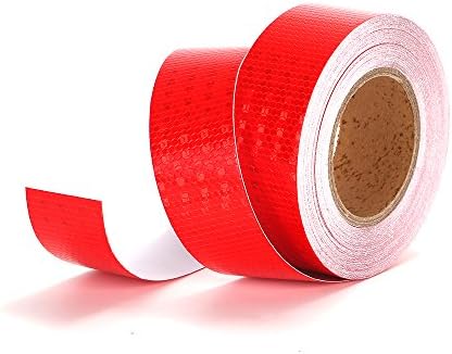 Red Reflective Tape Self Adhesive Warning Tape-2" x 25' Outdoor HoneyComb Reflective Safety Tape-Conspicuity Solid Color Design
