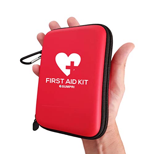 SUMPRI Mini First Aid Kit (100 Pieces) WaterResistant Hard Shell