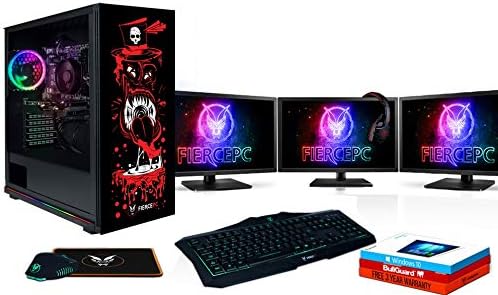 Fierce RGB Gaming PC Bundle - Intel Core i7 9700K 4.5GHz, NVIDIA RTX 2080 Super 8GB, 16GB 3000MHz, 240GB SSD, 2TB HDD, Windows 10, Keyboard and Mouse, 3x 24-Inch Monitors, Headset (GOBBLER 871372)