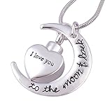 Eternally Loved I Love You to the Moon and Back Urn Necklace for Ashes Memorial Keepsake Cremation Pendant Jewelry