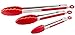 Tongs with Silicone Tips, Red 3-Pack Small, Medium & Large, Pair of Tongs for Every Job in the Kitchen or Barbecue, Commercial Grade Stainless Steel, Rubber Tipped & Locking for Easy Storage