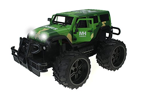 Jeep Wrangler Army Camo Cross Country 1:14 Scale Battery Operated Remote Controlled 2WD Toy Jeep RC Truck w/ Remote Control,& Door Opening Action