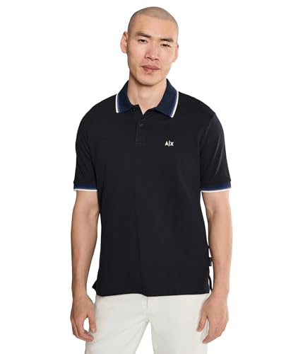 Armani Exchange Men's Cotton Pique Reg Polo Shirt, Deep Navy, Small
