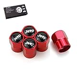 TK-KLZ 4Pcs for Jeep Skull Logo Car Wheel Tires Valve Stem Caps for Chrysler Jeep Grand Cherokee Wrangler Compass Cherokee Renegade Patriot Grand Comander Decoration Accessories (Red)