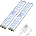 Otinlai Under Cabinet Lights, 20 LED Motion Sensor Lights, Night Light,Led Battery Lights,Motion Led Light Bar, USB Rechargeable Magnet LED Lights Stick on Anywhere (Silver 20 LED 2 Pack)