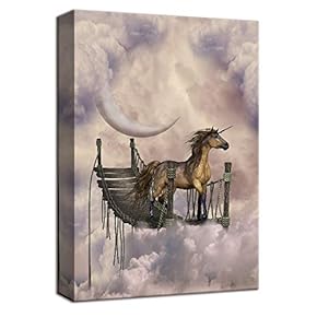 Fantasy Design Elephant in Cloud Horse with Horn...