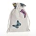 Pack of 12 Butterfly Burlap Drawstring Gift Bags for Party Wedding Favors Giveaways, Cotton Linen Candy Pouch Jute Sack Jewelry Bag (13x18cm)