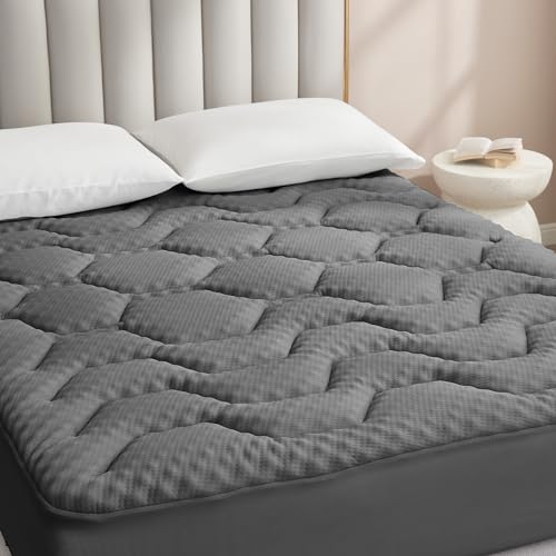 EHEYCIGA Gel Topper 160x190cm aus Memory Foam, Dunkelgrau