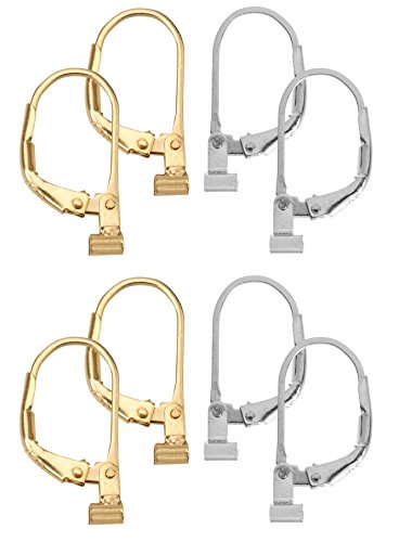 Convertiblez 4 Pair of Earring Converters Post to Lever Back Combo 2 Pair Gold 2 Pair Silver