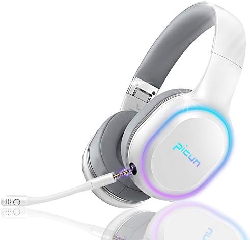 ノイズキャンセリング ヘッドホン マイク 付き Bluetooth 5 0 ワイヤレス ゲームヘッドセット有線 無線両用 着脱式マイク付き 密閉型 Switch対応 ホワイト 記念日 Ps4 高音質 Pc 軽量 Iphone オーバーイヤーヘッドホン 折りたたみ式 7色ledライト付き 最大54時間連続再生