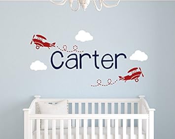 Amazon Com Custom Airplane Name Wall Decal Boys Kids Room