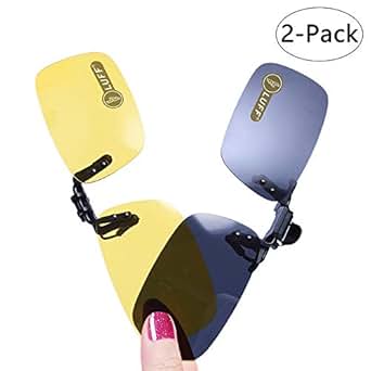 LUFF 2-Pack Clip on Sunglasses Day+Night Vision Driving